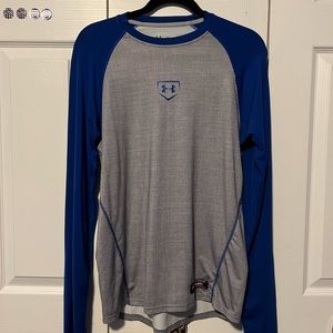 Under Armour Mens Heatgear Blue Long Sleeve Baseball Shirt